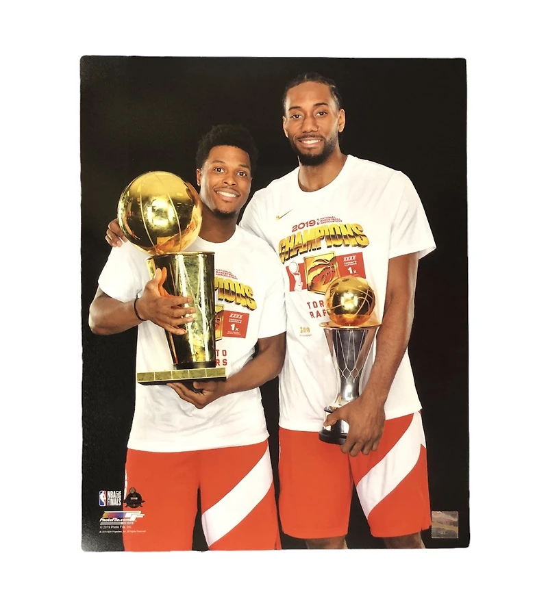 NBA 11x14 Player Photograph Trophy Champs 2019 Kawhi Leonard and Kyle Lowry Raptors