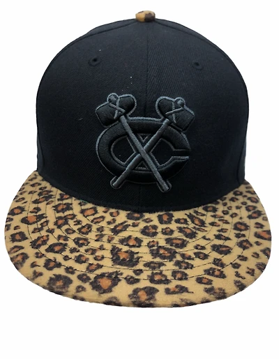 NHL Hat Snapback Leopard Pattern Alt Logo Blackhawks