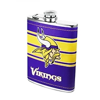 NFL 8 oz SS Flask + Funnel Set PU Wrap With Embossed Logo Vikings