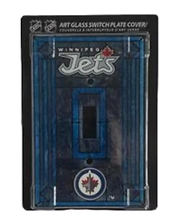 NHL Switch Plate Cover Art Glass Jets