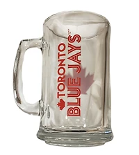 MLB Beer Mug 15 Oz Glass Sport Maple Red Leaf Blue Jays