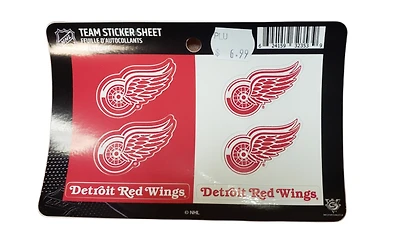 NHL Team Sticker Sheet Red Wings