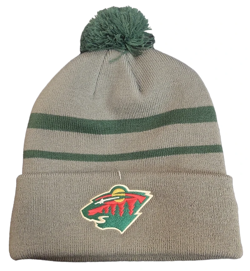 NHL Knit Hat Cuffed Pom Grey Wild