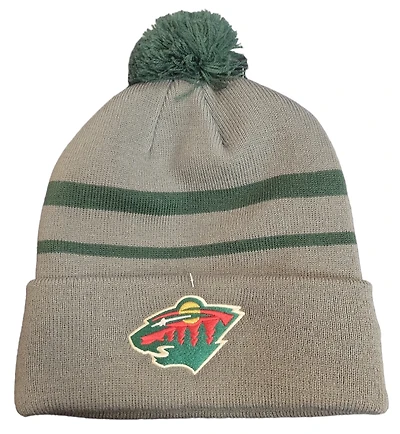 NHL Knit Hat Cuffed Pom Grey Wild