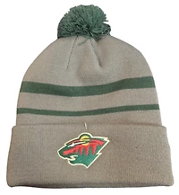 NHL Knit Hat Cuffed Pom Grey Wild