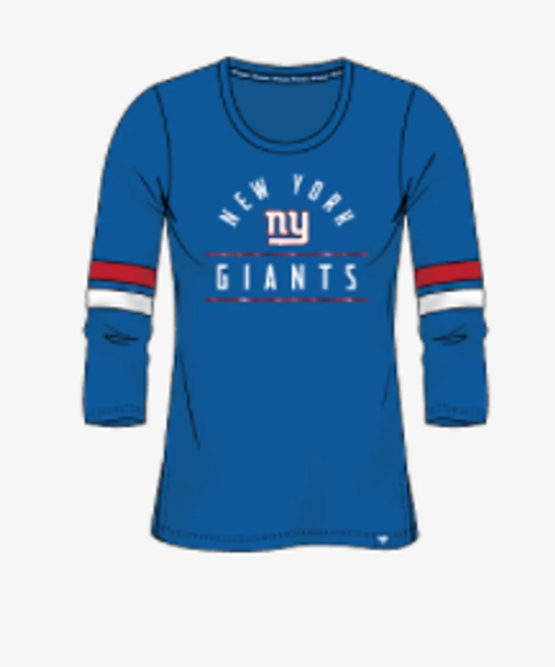 NFL Ladies 3/4 Sleeve Shirt Iconic Bi-blend with Stripes Giants