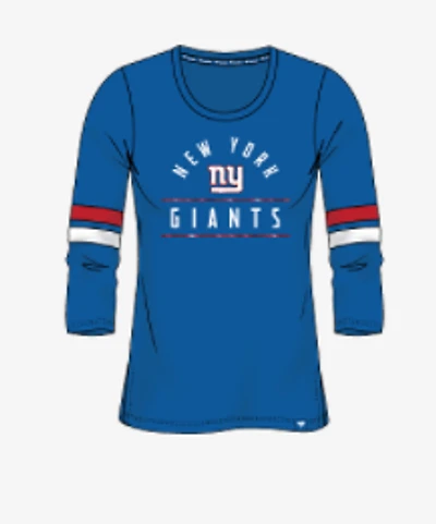 NFL Ladies 3/4 Sleeve Shirt Iconic Bi-blend with Stripes Giants