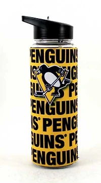 NHL Water Bottle 25oz Neoprene Sleeve Flip Top Penguins