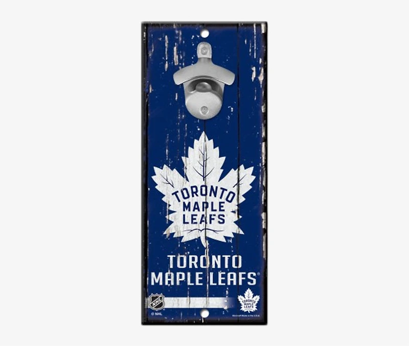 NHL Wooden Bottle Opener Sign Maple Leafs