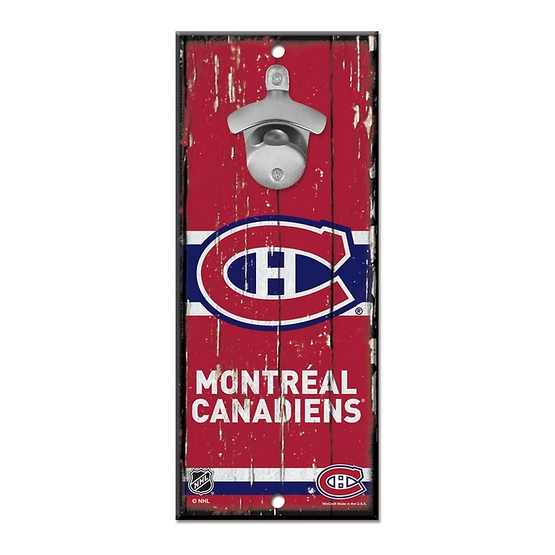 NHL Wooden Bottle Opener Sign Canadiens