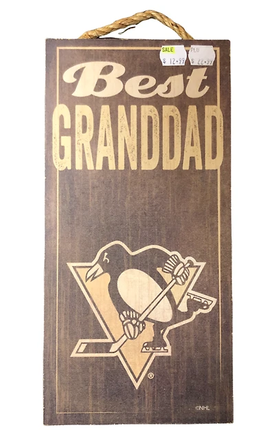 NHL Wooden Sign Best Granddad Penguins