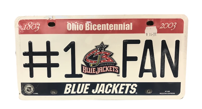 NHL License Plate Metal #1 Fan Blue Jackets