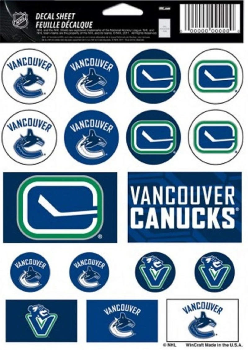 NHL Decal Sheet 5X7 Canucks