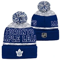 NHL Youth Knit Hat Puck Pattern Cuff Maple Leafs