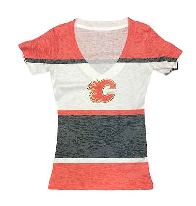 NHL Ladies T-Shirt Four Stripe Flames