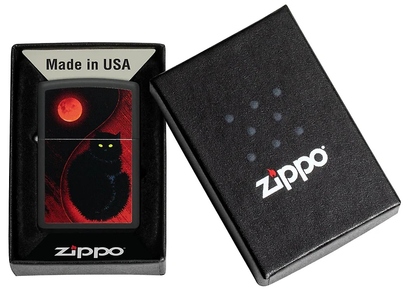 Zippo Lighter Black Cat Design