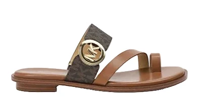 Michael Kors Women Vera Flat thong Leather Sandals: BRW multi