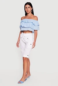 Ruffle Tiered Off the Shoulder Crop Top