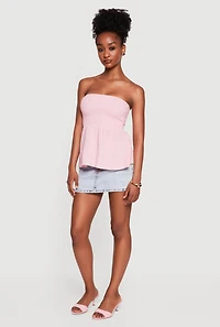 Smocked Peplum Tube Top