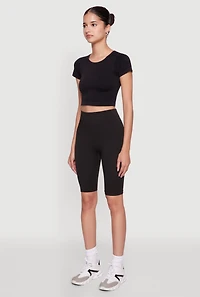 Womens Seamless Crew Neck Cropped Top, S-M