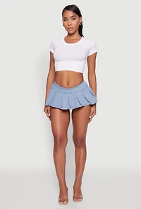 Womens Seamless Crew Neck Cropped Top, White,