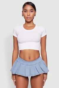 Womens Seamless Crew Neck Cropped Top, White, Size S-M