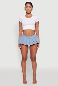 Womens Seamless Crew Neck Cropped Top, White,