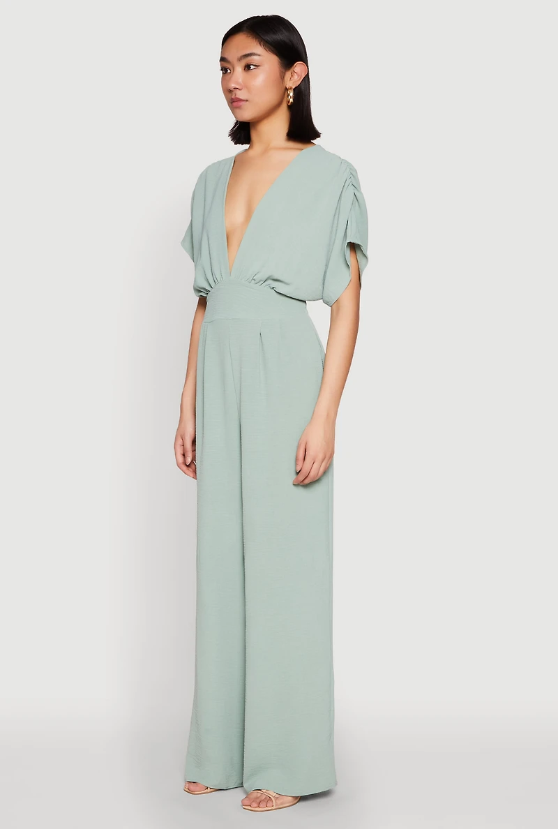 Airy Dolman Sleeve Plunge Jumpsuit