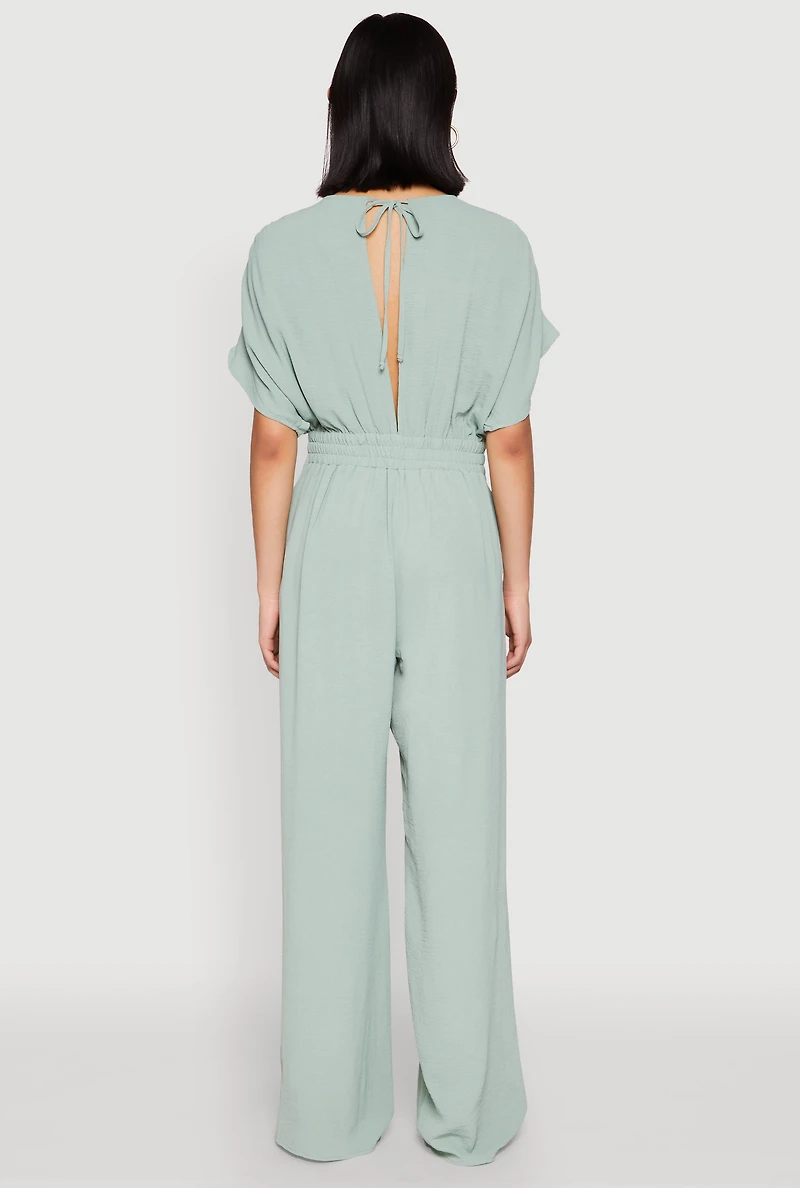 Airy Dolman Sleeve Plunge Jumpsuit