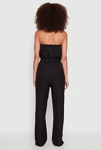 Womens Trendy Strapless Wide-Leg Jumpsuit, Black, Size M