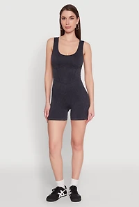 Mineral Wash Corset Detail Biker Romper