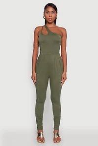 Womens Stylish Cut Out One Shoulder Jumpsuit, L