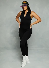 Seamless Half Zip Collared Catsuit