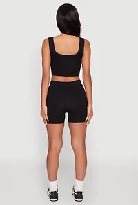 Womens Seamless Cropped Tank Top and Bike Shorts,