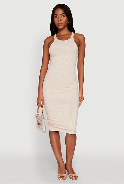 Womens Rib Knit Tank Midi Dress,