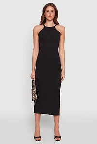 Womens High Neck Maxi Tank Dress, M
