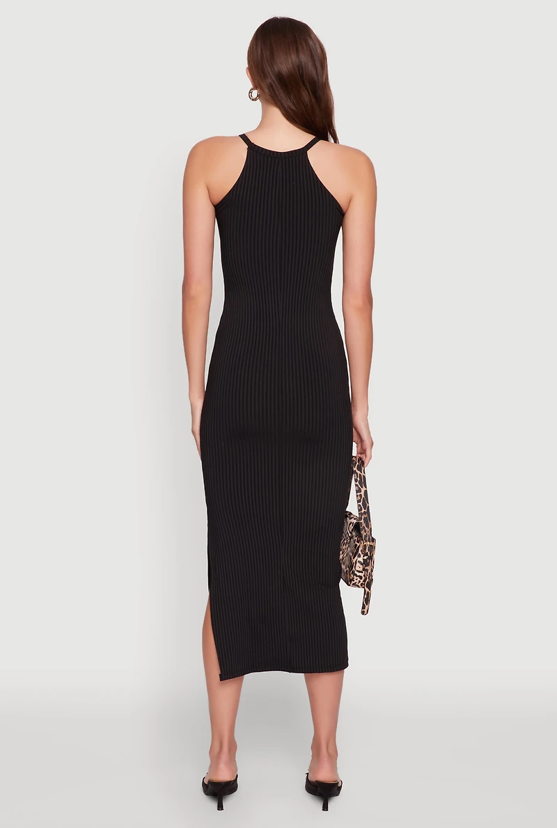 Womens High Neck Maxi Tank Dress, M