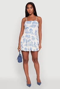 Womens Toile de Jouy Bubble Hem Dress, Multi, Size S