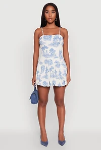 Womens Toile de Jouy Bubble Hem Dress, Multi, Size S