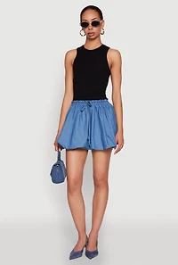 Color Blocked Paper Bag Waist Bubble Hem Dress