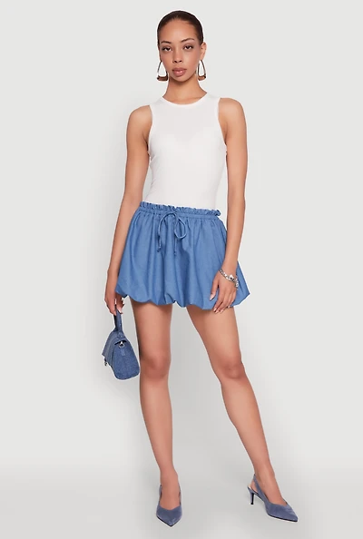Womens Color Blocked Paper Bag Waist Bubble Hem Dress, Multi,