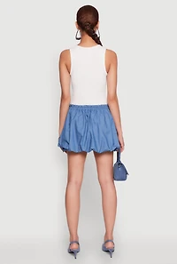 Color Blocked Paper Bag Waist Bubble Hem Dress