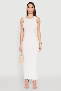 Rib Knit Side Slit Maxi Dress