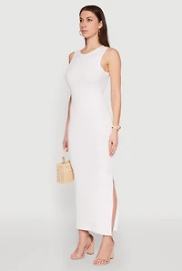 Rib Knit Side Slit Maxi Dress