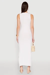 Rib Knit Side Slit Maxi Dress