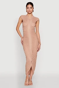 Shadow Striped Knit Midi Dress