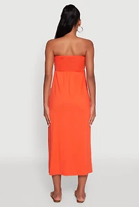 Womens Chic Soft Knit Ruched Midi Tube Dress,