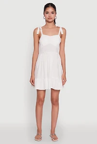Womens Chic Sundress with Tie Straps and Sweetheart Neckline, L