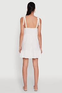 Womens Chic Sundress with Tie Straps and Sweetheart Neckline, L