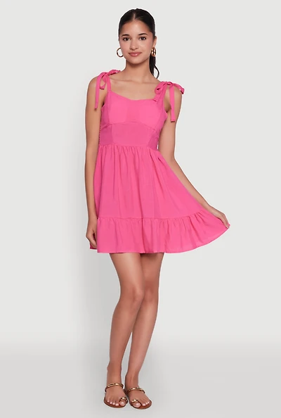 Womens Chic Sundress with Tie Straps and Sweetheart Neckline,